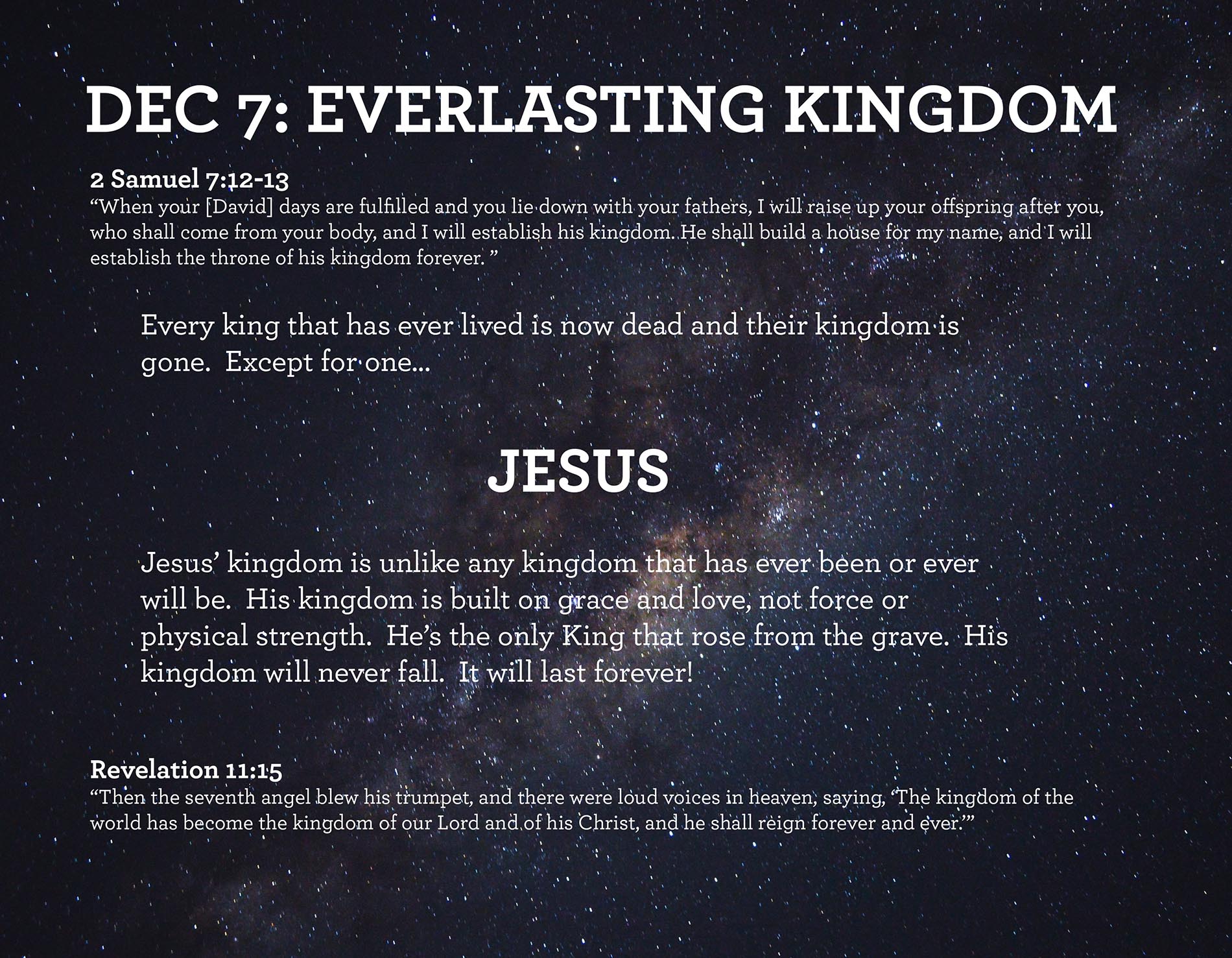 EVERLASTING KINGDOM 2 Samuel 7:12-13